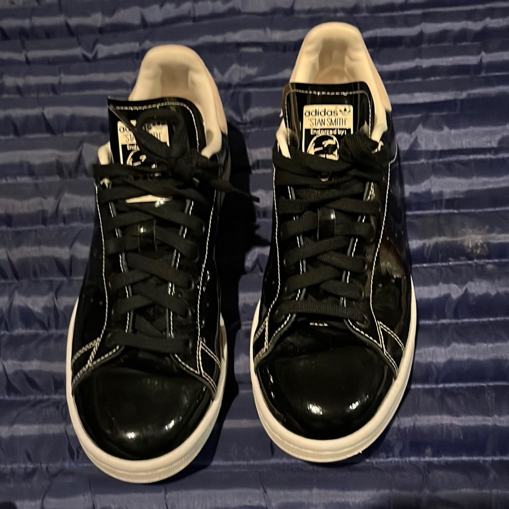 Black leather type adidas sneakers